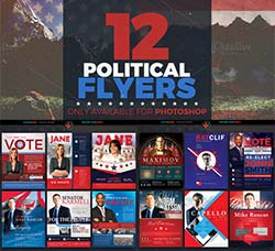 12套名人包装传单模板：Ultimate Political Flyer Bundle
